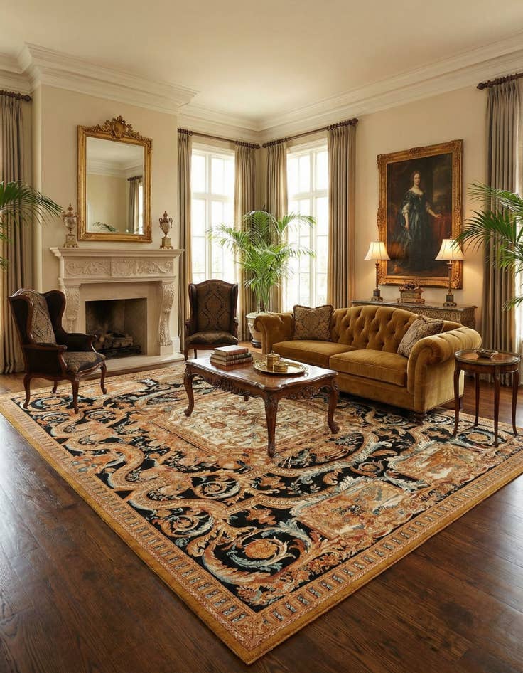 Detail image of 9' x 12'  Washable Traditional Indoor / Outdoor Rug