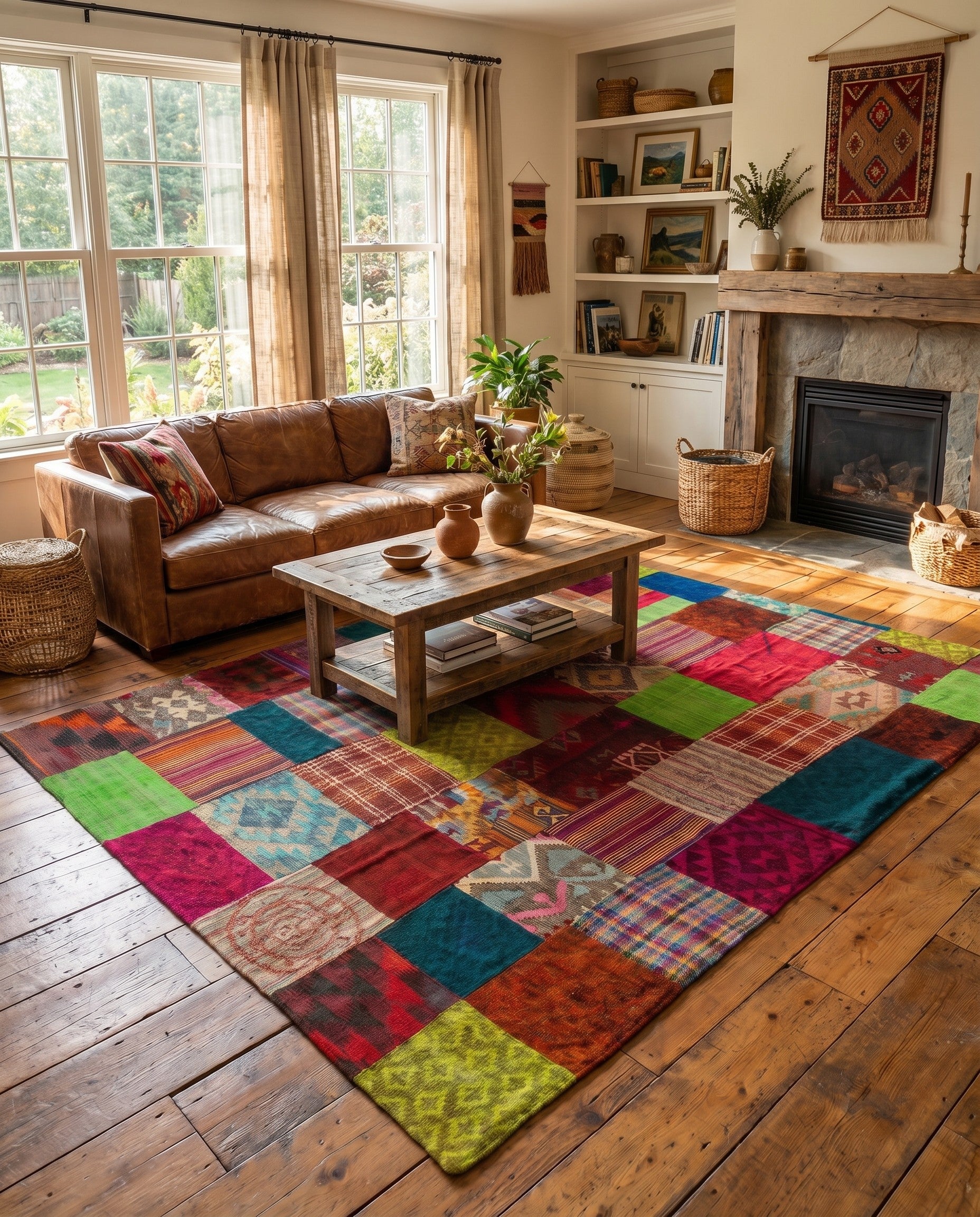 6' 6 x 9' 10 Hand Woven Kilim Patchwork Wool Rug