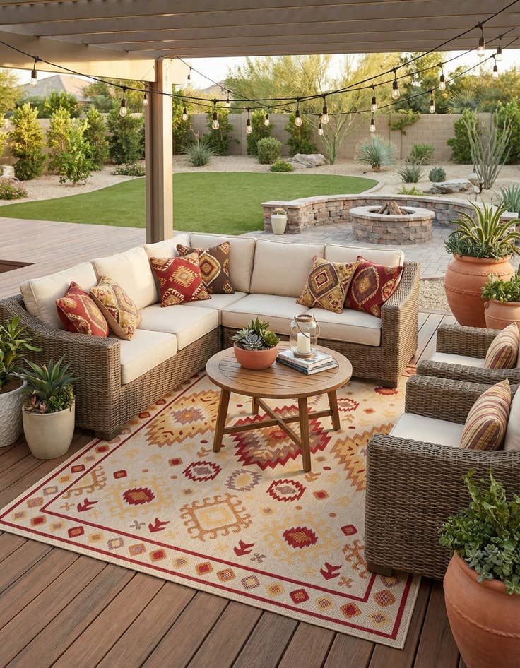 Detail image of 7' 10 x 10'  Washable Baja Indoor / Outdoor Rug