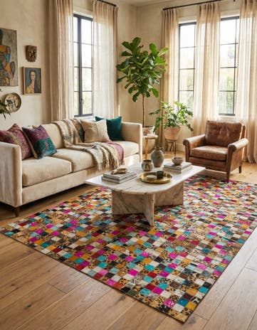 5' x 8' Cowhide Leather Rug
