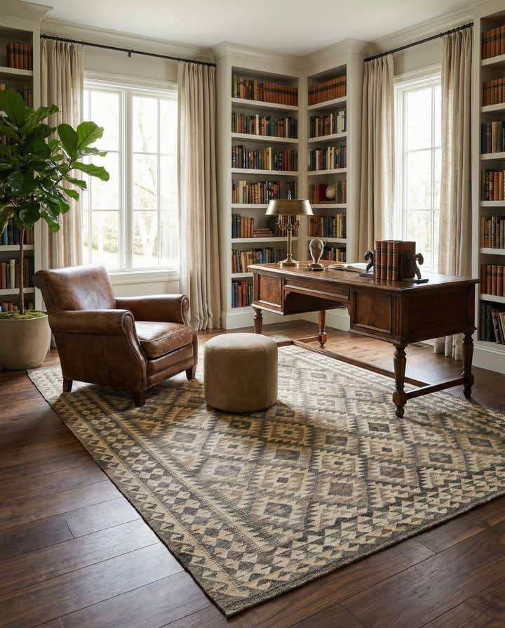 6' 10 x 10' 3 Hand Woven Kilim Maymana Wool Rug