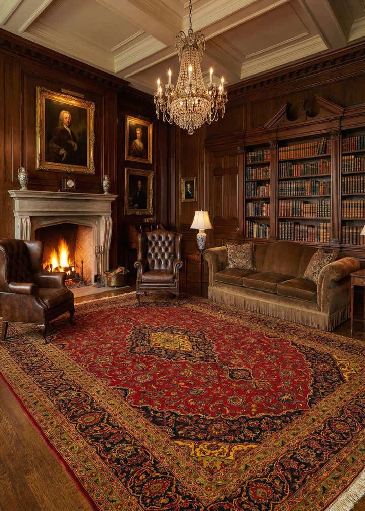 9' 6 x 12' 9 Kashan Wool Rug