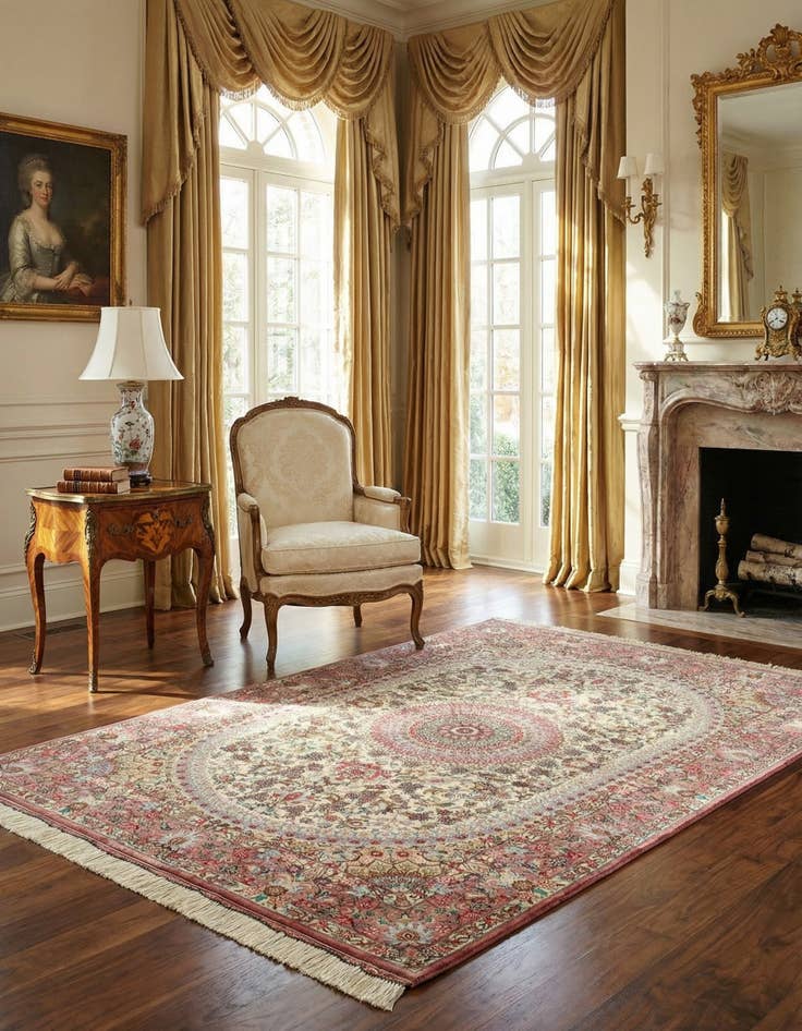 Detail image of 3' 3 x 4' 9 Ghom Silk Rug