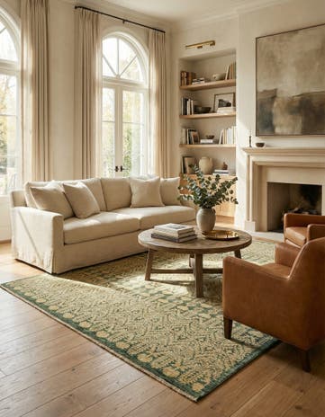 6' 7 x 9' 4 Hand Knotted Ikat Oriental Wool Rug