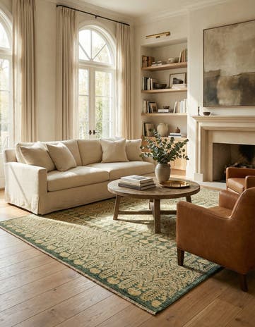 6' 7 x 9' 4 Hand Knotted Ikat Oriental Wool Rug