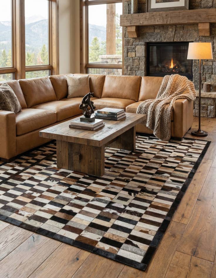 Detail image of 5' 3 x 8' Cowhide - Patchwork Rug