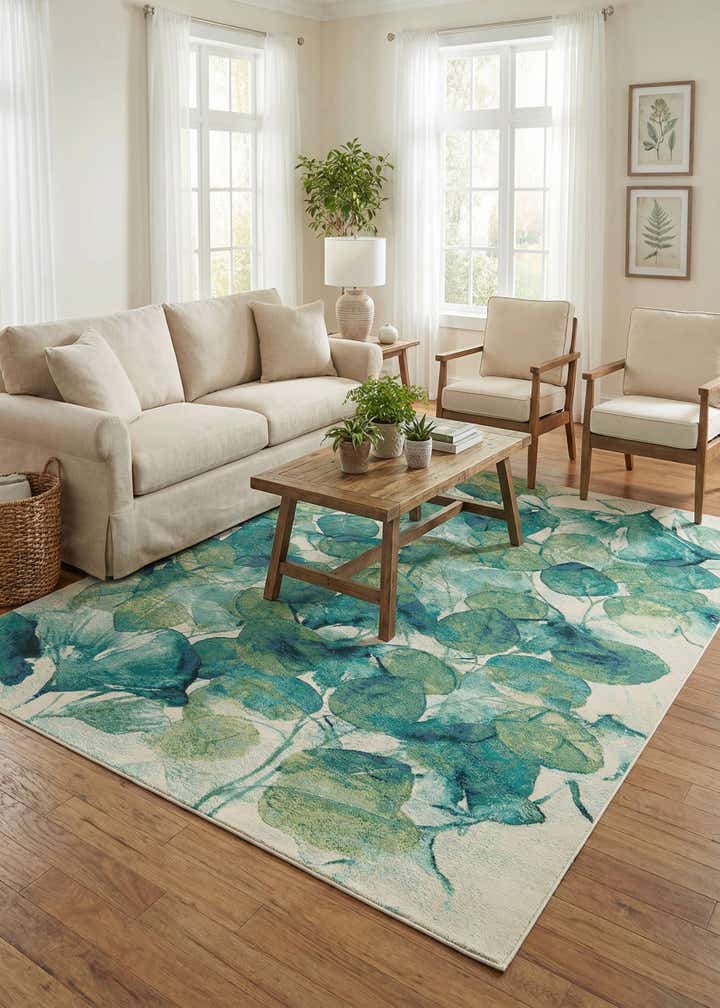 7' 10 x 11' Easy-Clean Botanical Indoor / Outdoor Rug