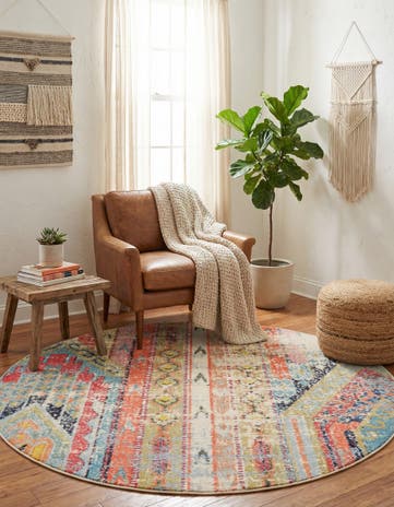 Washable Santa Fe Round Rug