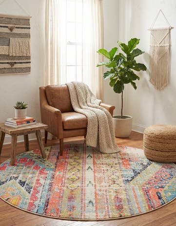 Washable Santa Fe Round Rug