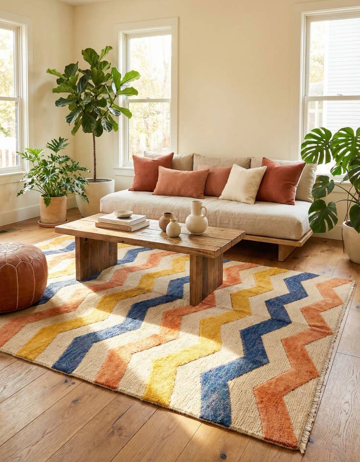 Detail image of  5' 1 x 7'  Hand Knotted Moroccan Wool Rug