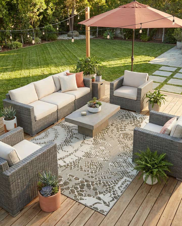 7' x 10' Easy-Clean Modern Indoor / Outdoor Rug