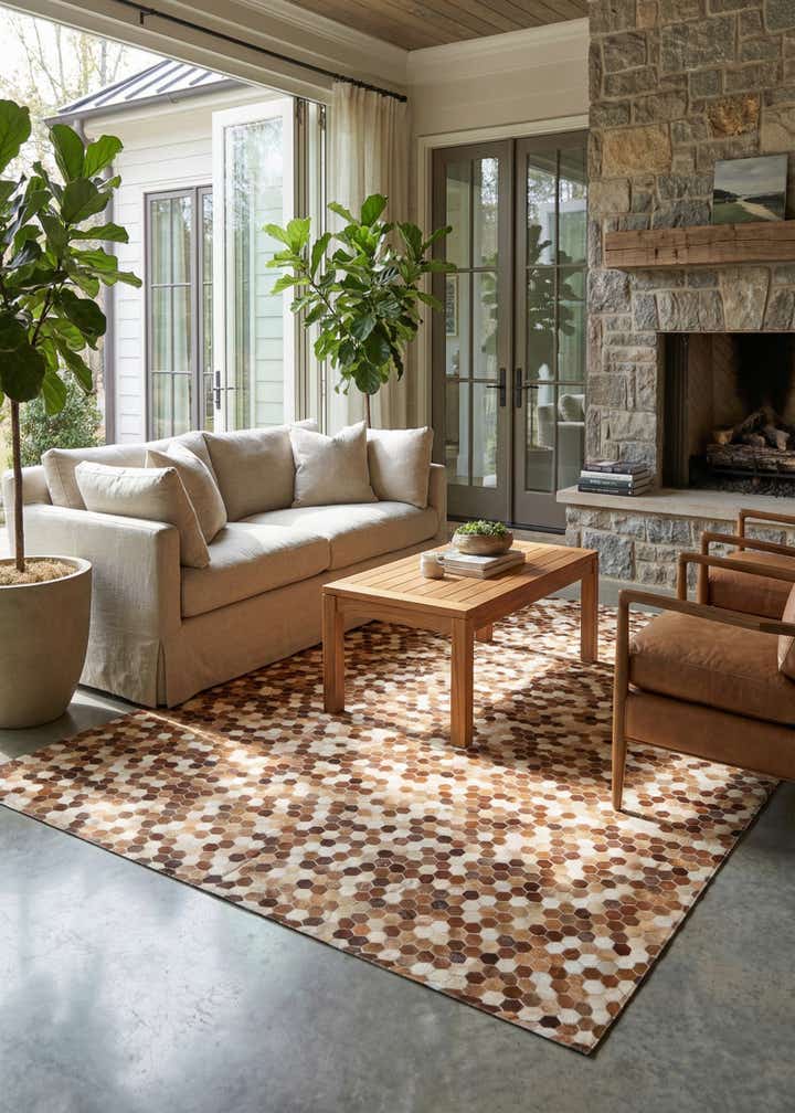 7' 9 x 9' 8 Cowhide Stocks Rug