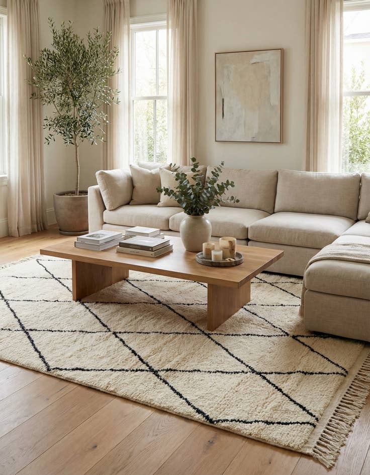 Detail image of 6' 7 x 9' 2  Hand Knotted Moroccan Wool Rug