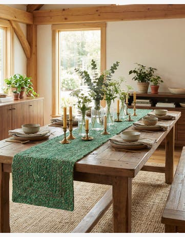 1' 2 x 10' Handmade Braided Chindi Table Runner Rug