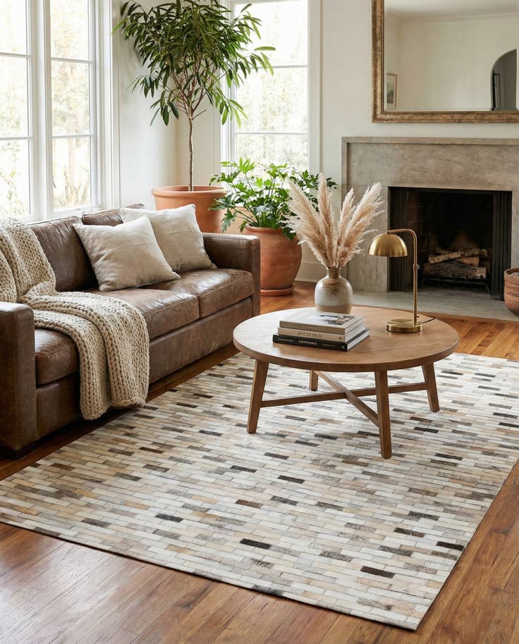 Detail image of 4' x 5' 10 Cowhide Stocks Rug
