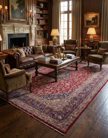9' 7 x 13' Hand Knotted Mashad Persian Wool Rug