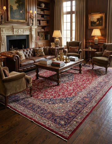 9' 7 x 13' Hand Knotted Mashad Persian Wool Rug