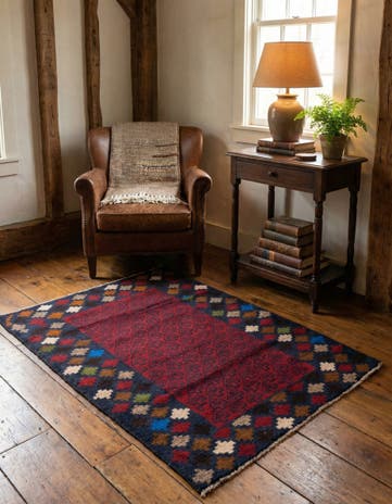 3' x 4' 5 Hand Knotted Balouch Persian Wool Rug