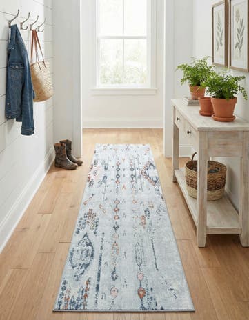 Ivory Gray Kamala Washable Runner Rug