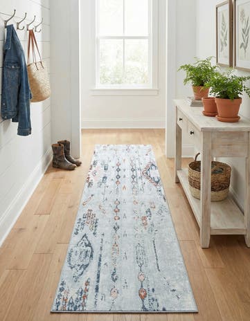 Ivory Gray Kamala Washable Runner Rug