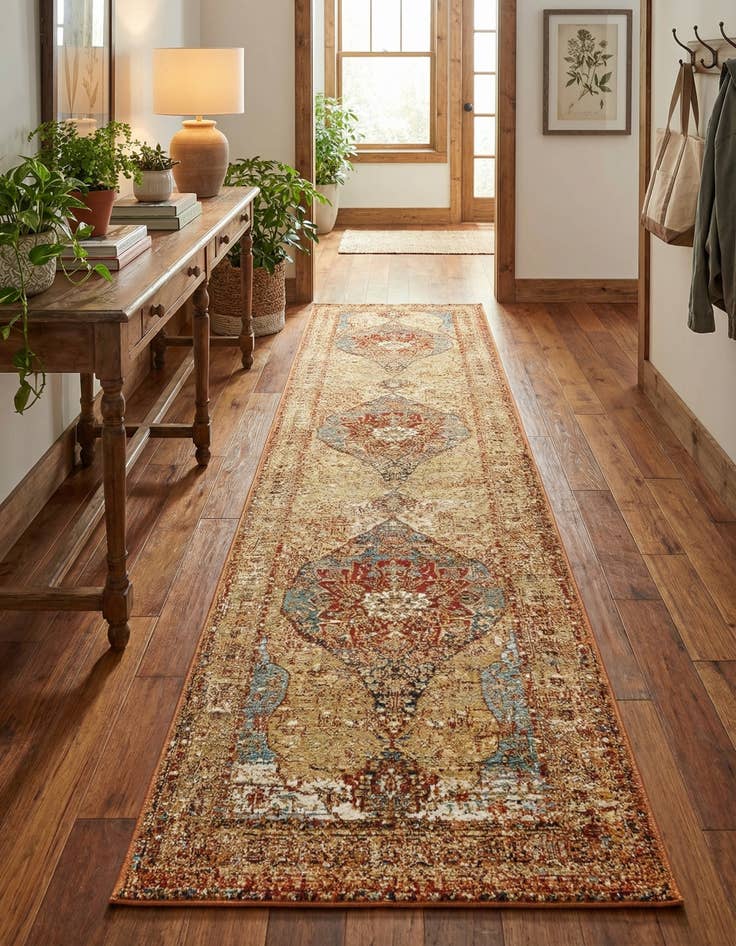 Detail image of 2' 7 x 12'  Washable Traditional Indoor / Outdoor Runner Rug