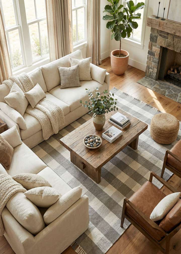 10' x 14' Easy-Clean Eco Plaid Washable Indoor / Outdoor Rug