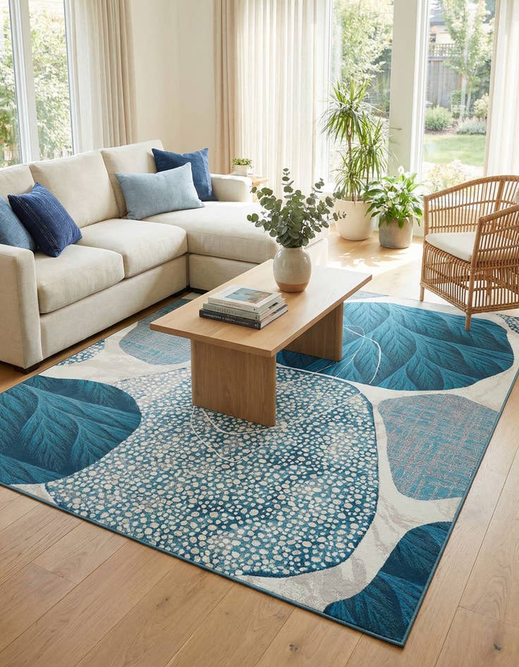 Detail image of  9' x 12'  Washable Modern Indoor / Outdoor Rug