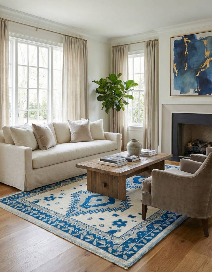 Detail image of  7' 10 x 10' 4  Hand Knotted Oushak Wool Rug