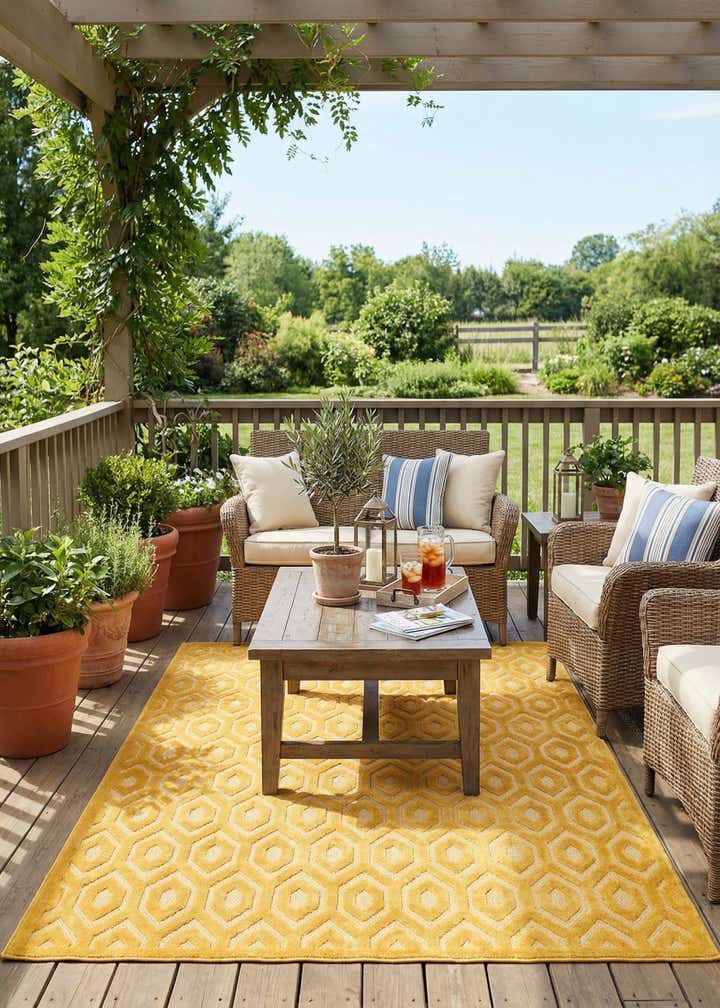 7' 10 x 10' Easy-Clean Trellis Textured Indoor / Outdoor Rug