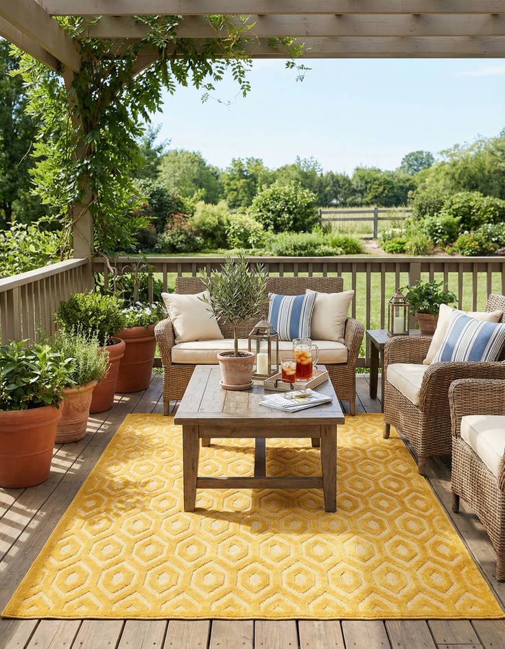 Detail image of 7' 10 x 10' Easy-Clean Trellis Textured Indoor / Outdoor Rug