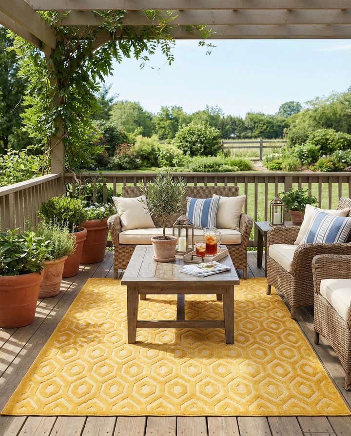 7' 10 x 10' Easy-Clean Trellis Textured Indoor / Outdoor Rug