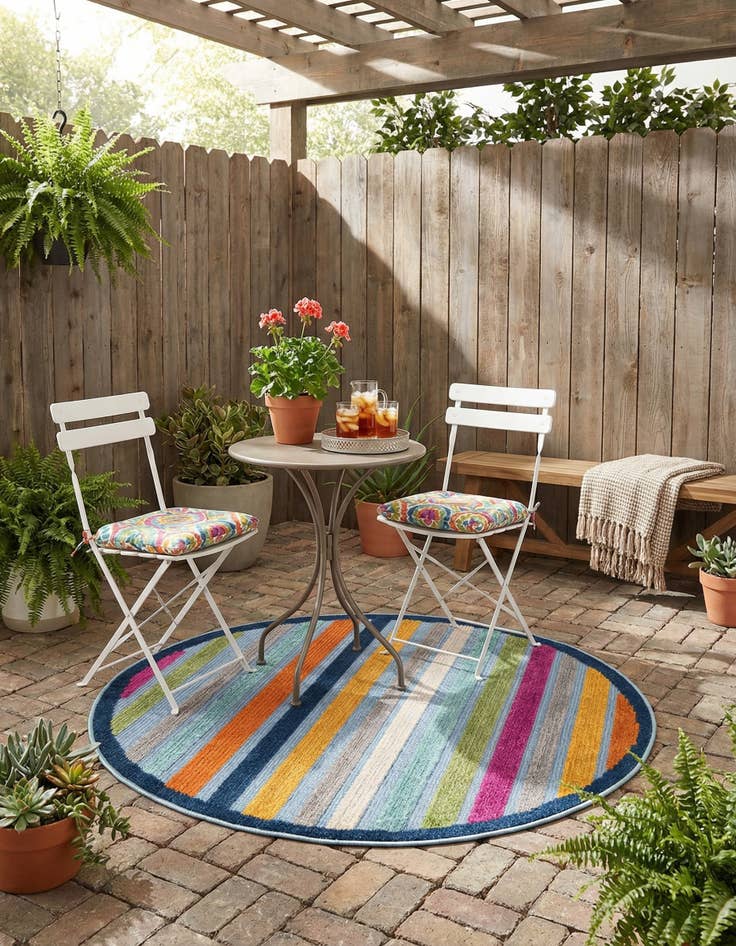 Detail image of 3' 3 x 3' 3  Washable Aruba Indoor / Outdoor Round Rug