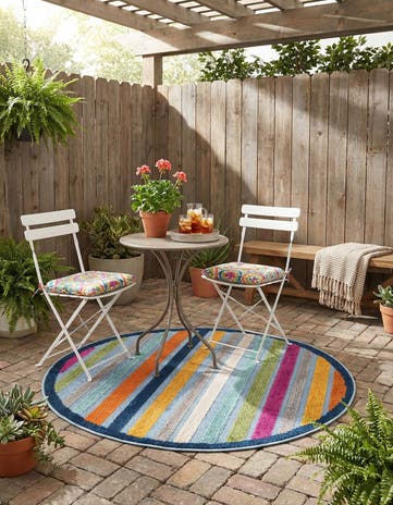 3' 3 x 3' 3 Easy-Clean Aruba Indoor / Outdoor Round Rug