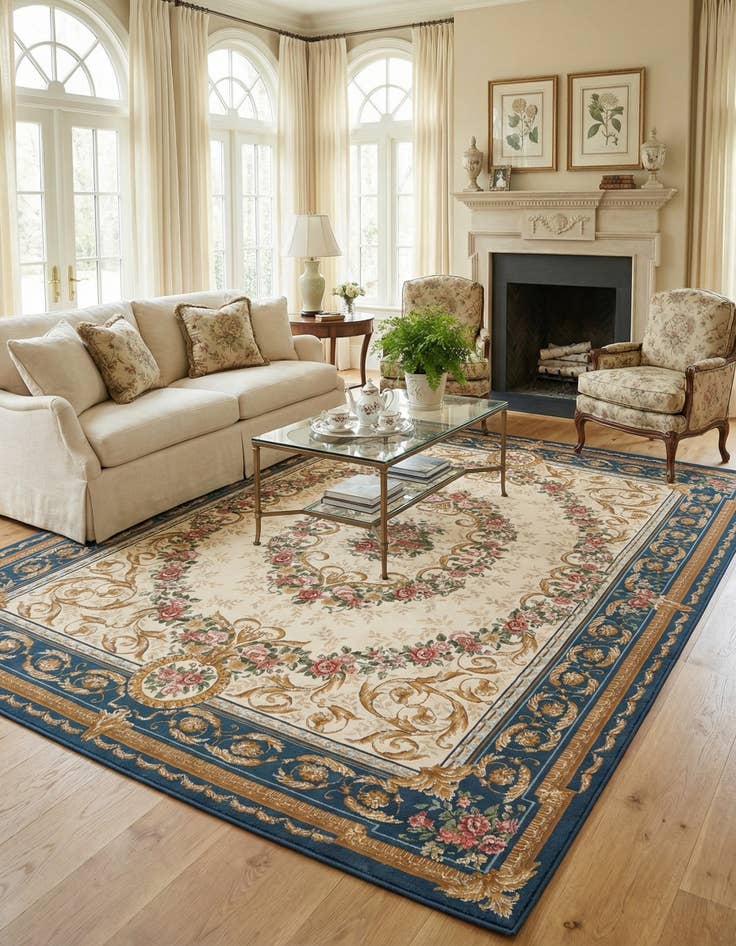 Detail image of 9' x 12' Easy-Clean Traditional Indoor / Outdoor Rug