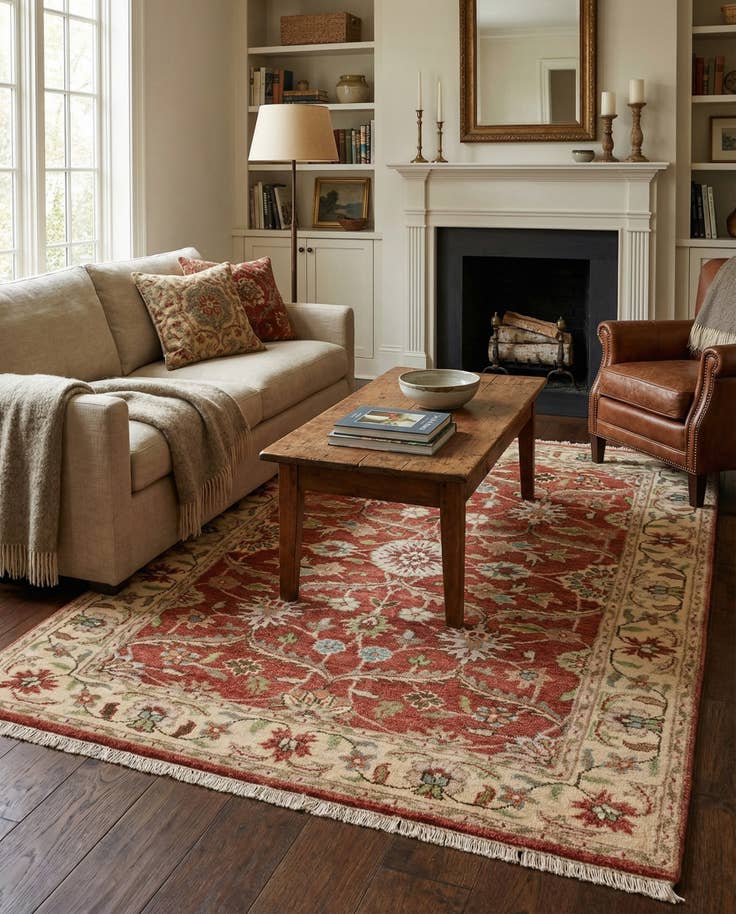 Detail image of 4' 7 x 6' 4 Hand Knotted Ziegler Wool Rug
