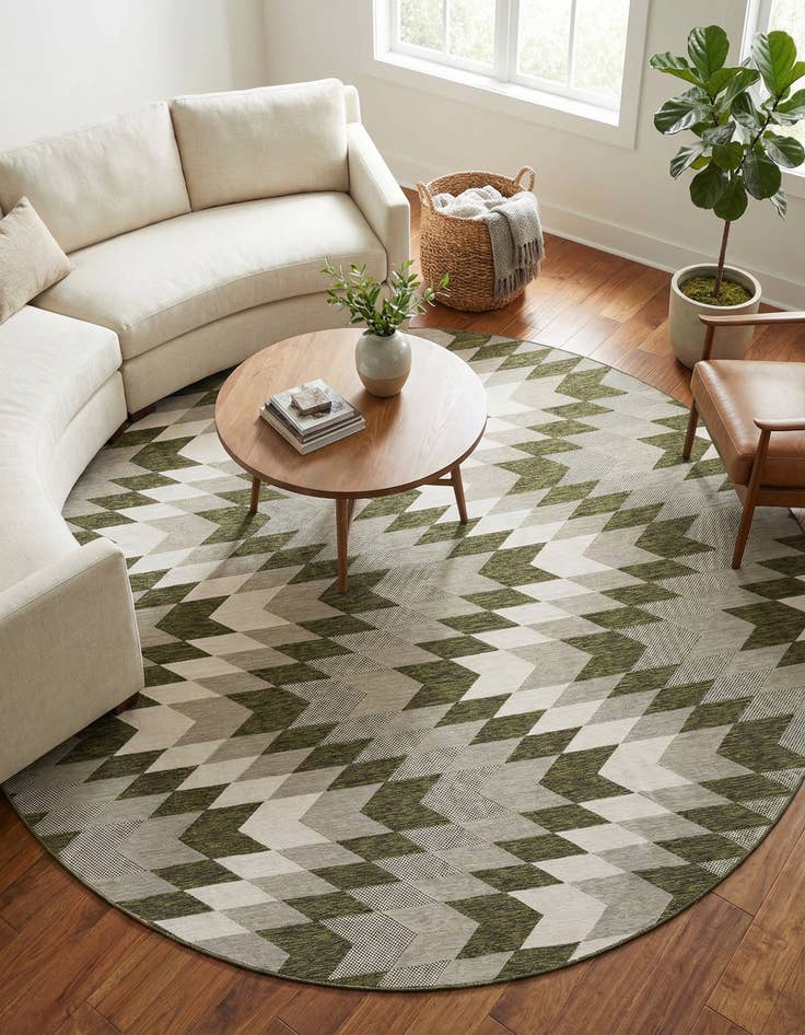 Detail image of  12' x 12'  Washable Modern Indoor / Outdoor Round Rug