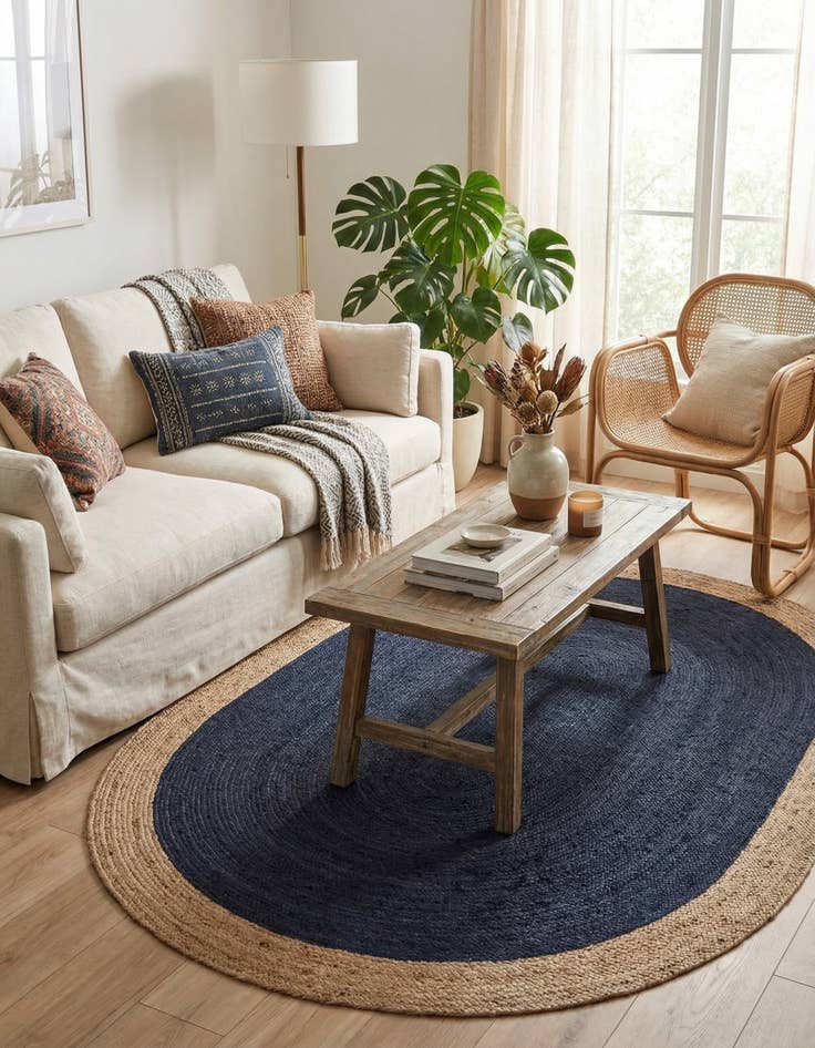 Detail image of  8' x 10'  Hand Braided Jute Oval Rug