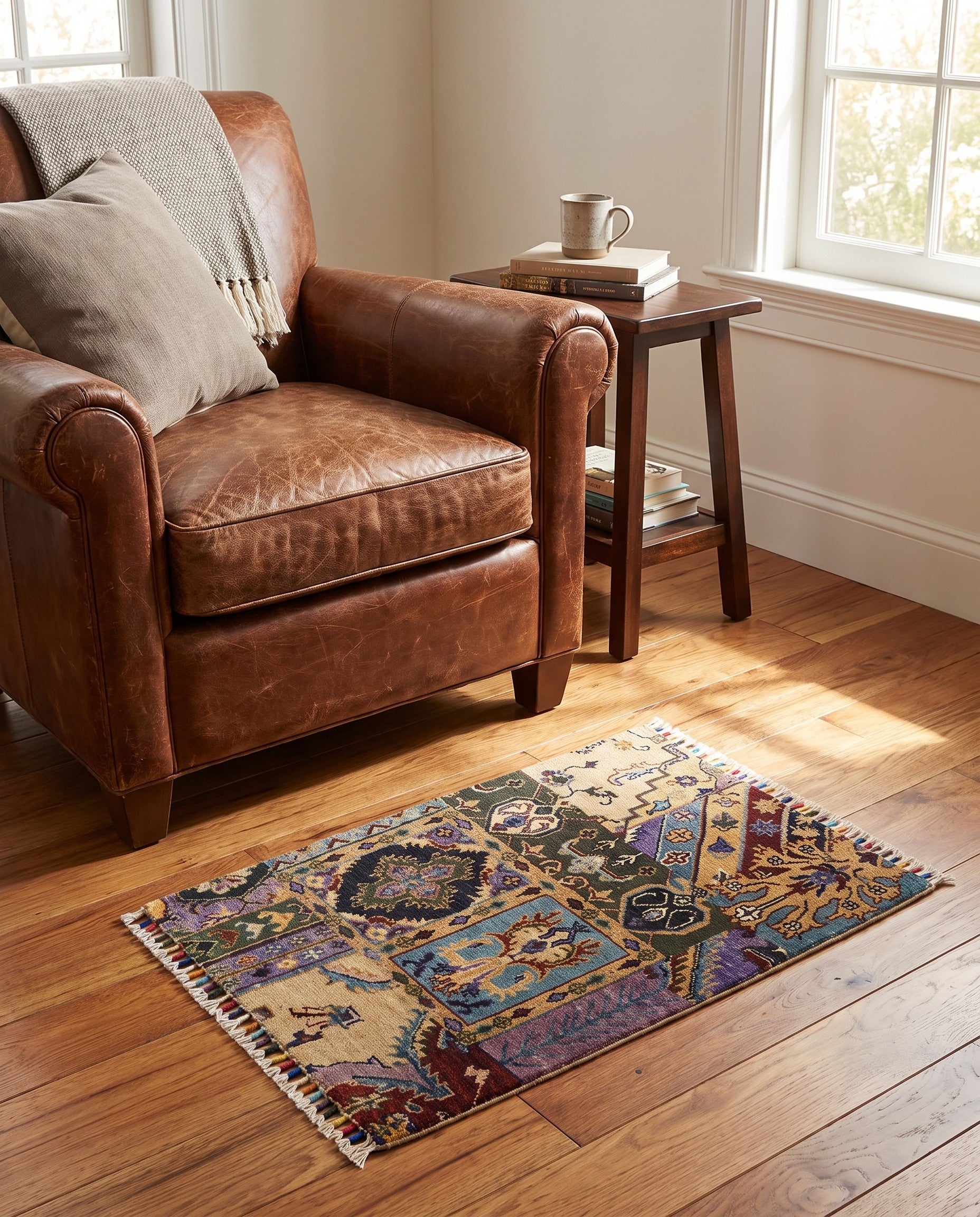2' 1 x 2' 11 Hand Knotted Patchwork Rug