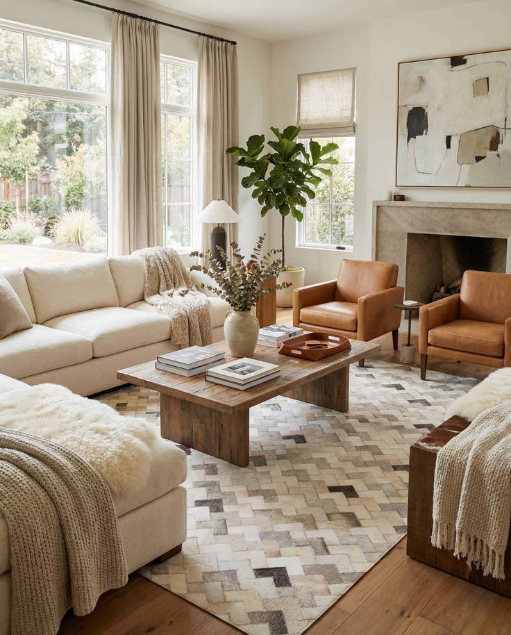Detail image of 5' 2 x 8' Cowhide - Patchwork Rug