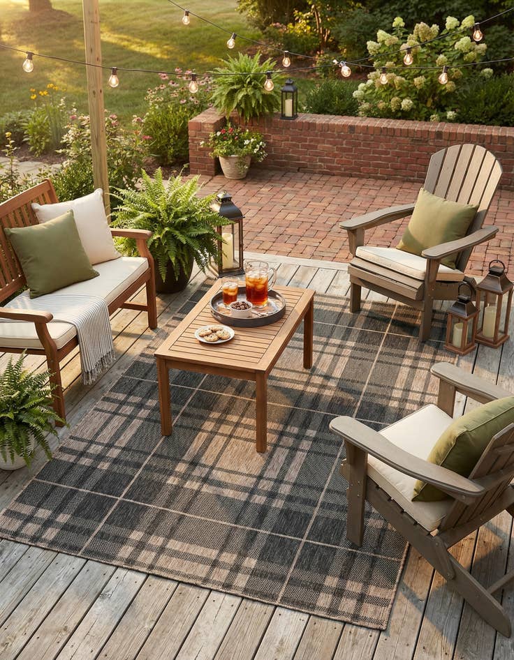 Detail image of  5' 3 x 8'  Washable Checkered Indoor / Outdoor Rug