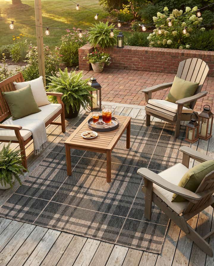 5' 3 x 8' Easy-Clean Checkered Indoor / Outdoor Rug