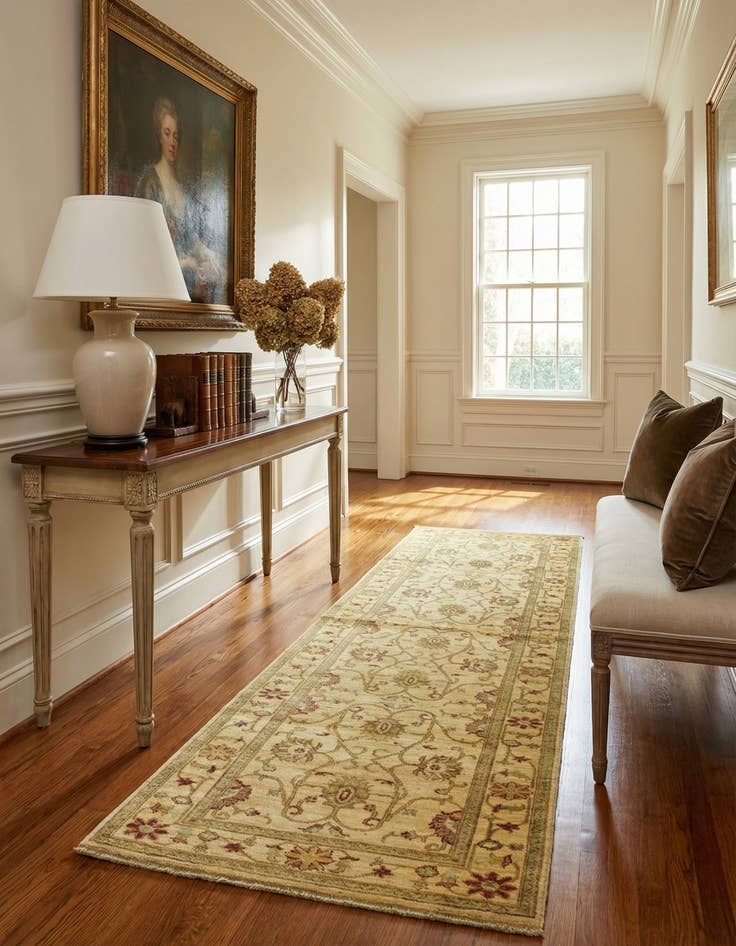 Detail image of 3' x 9' 5  Hand Knotted Peshawar Ziegler Runner Rug