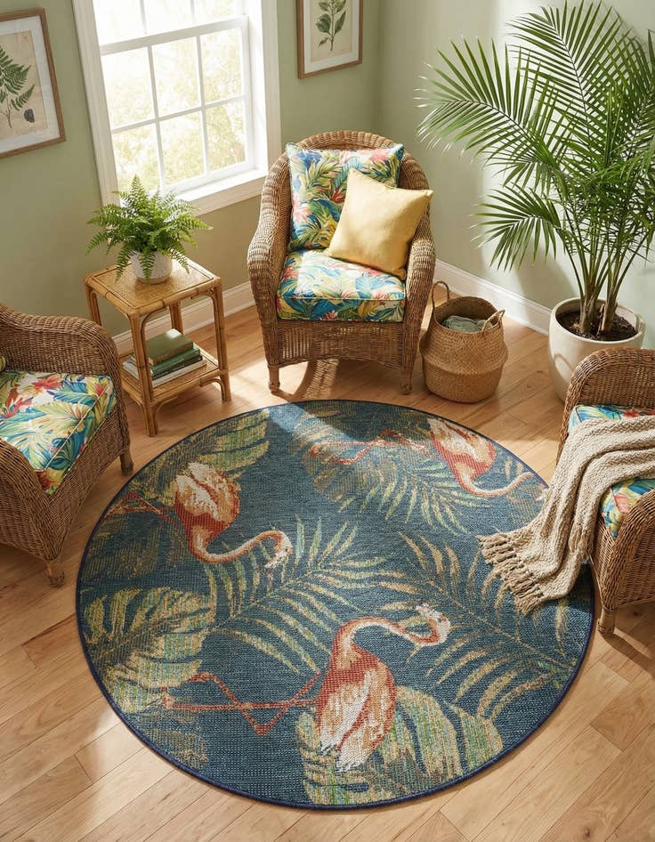 Detail image of 5' 3 x 5' 3 Easy-Clean Baja Indoor / Outdoor Round Rug