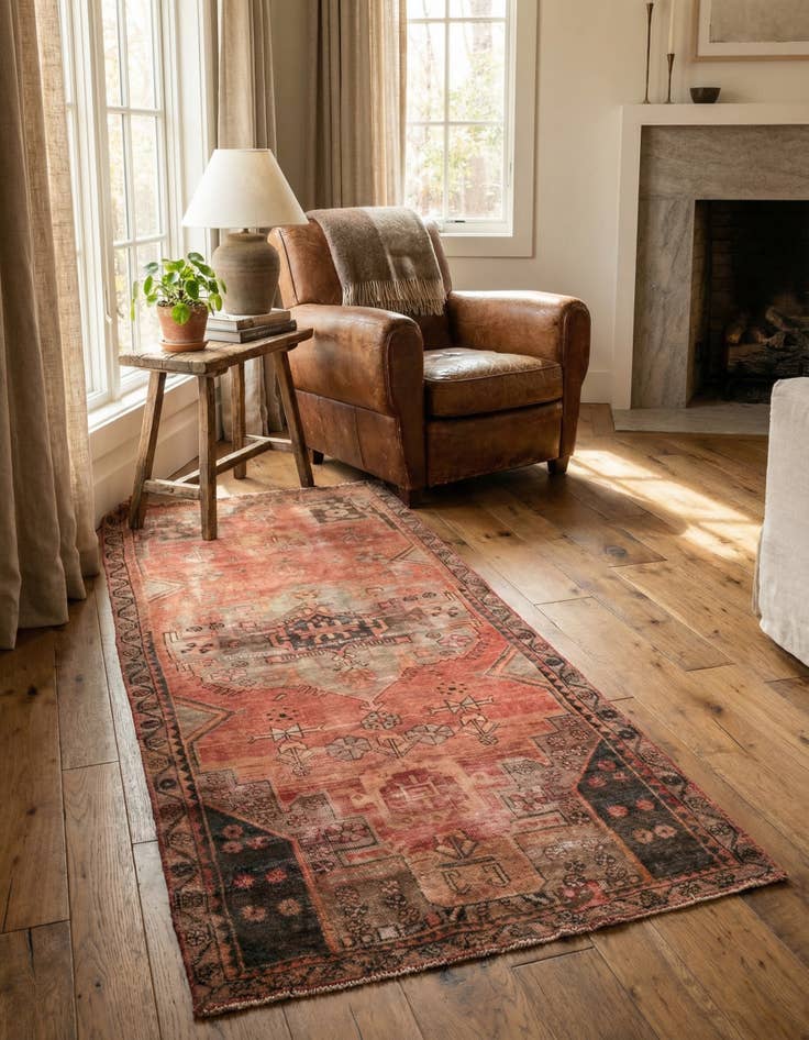 Detail image of 3' 4 x 7' 9  Hand Knotted Ultra Vintage Persian Wool Runner Rug