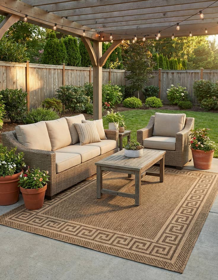 Detail image of  6' x 9'  Washable Border Indoor / Outdoor Rug