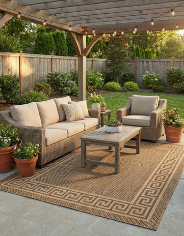 6' x 9' Easy-Clean Border Indoor / Outdoor Rug
