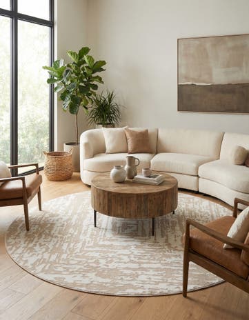 White Bone Hermitage Round Rug