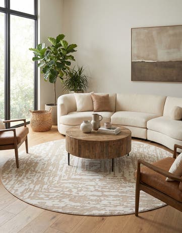 White Bone Hermitage Round Rug