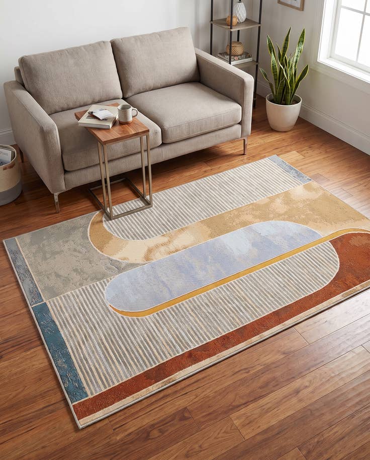 Detail image of 4' 1 x 6' 1 Easy-Clean Modern Indoor / Outdoor Rug