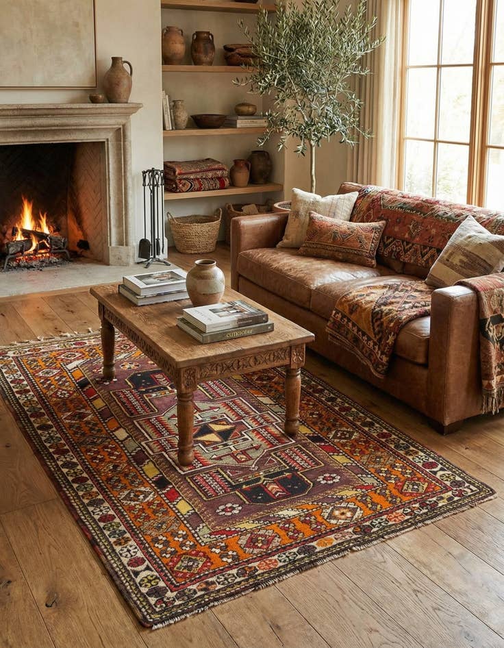 Detail image of 4' x 5' 7 Hand Knotted Anatolian Wool Rug